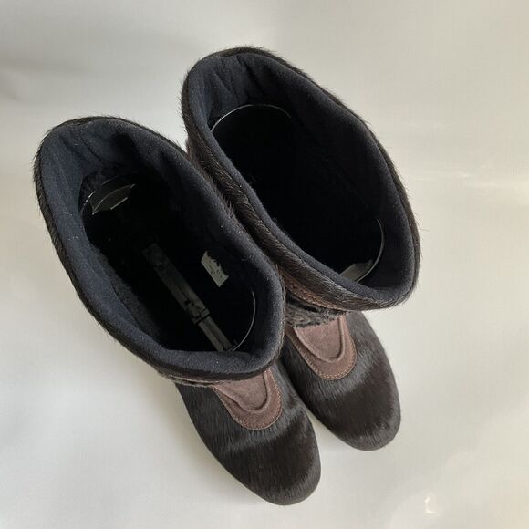 Technica Suede Animal Print Boots Brown Lined Calf High Italy 9 - Picture 11 of 12